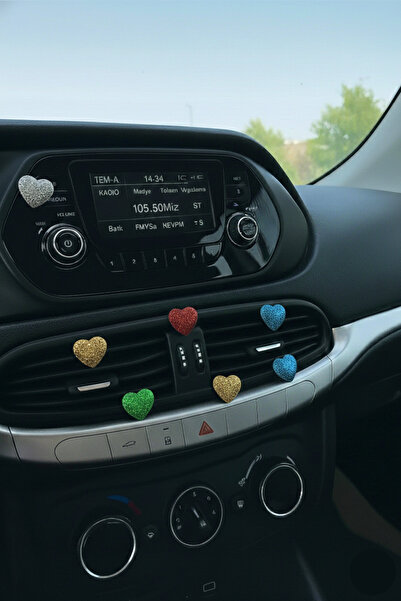 Çiçek Antalya Shiny Multi-Colored Glitter Heart Car Air Conditioning Grille O...