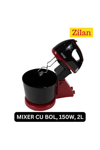 Zilan Mixer Cu Bol Floria - 150W, Bol 2L, 7 Viteze, Framantare si Amestecare ...