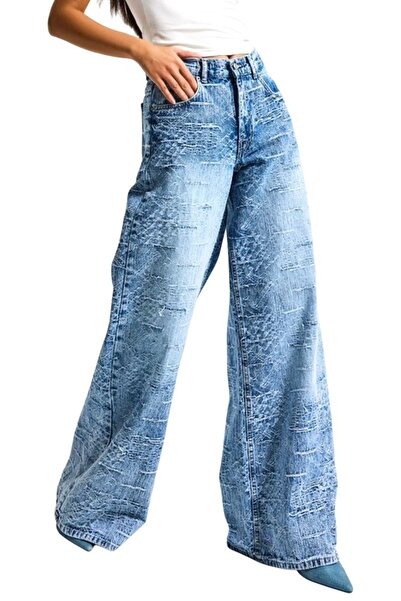 FashionForYou ICE GLACYA pressed print jeans, loose fit with pockets, Prewash...
