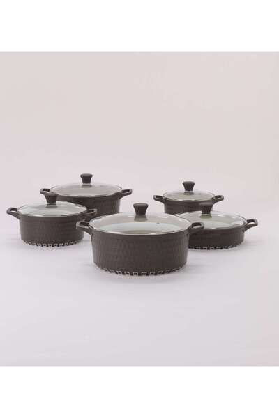 aljahwari 10-piece granite cookware set with glass lid