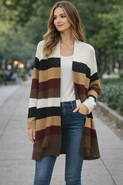 Vaniza Standard Size Multi-Color Striped Cardigan