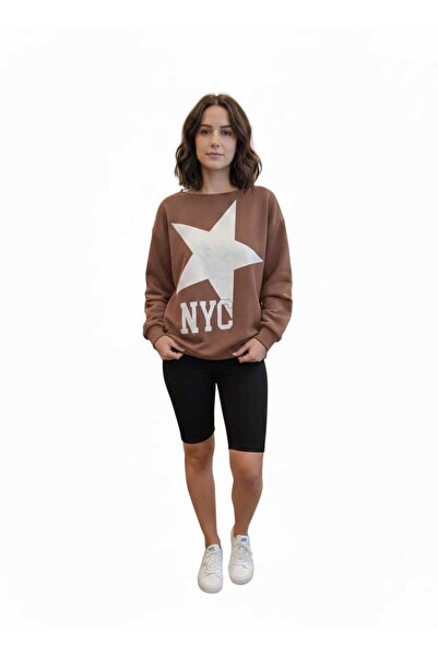 kikiriktekstil Γυναικείο φούτερ με στάμπα oversized και άνετη εφαρμογή