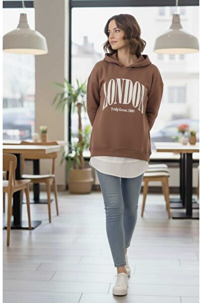 kikiriktekstil Γυναικείο φούτερ με κουκούλα και στάμπα σε μεγάλο μέγεθος, με ...