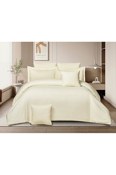 ShinyFlower Hotel-Style Striped Comforter Set , Size 240×260cm 8Pcs ,Duvet Co...