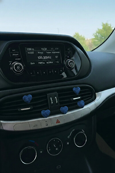 Çiçek Antalya Shiny Navy Blue Glitter Heart Car Air Conditioning Grille Ornam...