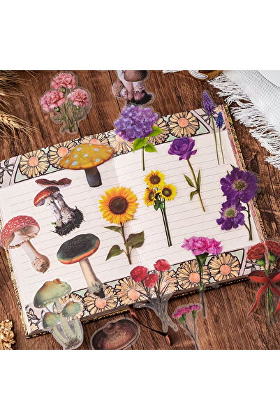 Mona Craftist 40 قطعة من ملصقات الفطر الشفافة لدفتر الملاحظات والألبومات ودفت...