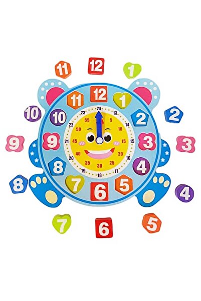 smile toys Educational Wooden Clock with 3D Geometric Shapes – Puzzle Bear Cl...