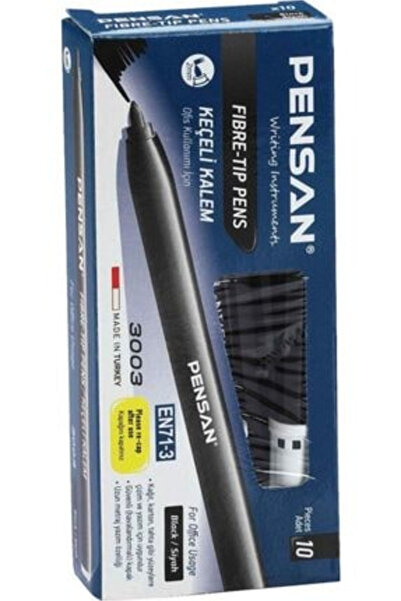 Pensan 3003 Office Type Felt Tip Pen Black - (10 Pieces)