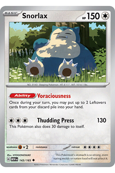 Pokemon TCG Snorlax 143/165 Uncommon Lisanslı Oyun Kartı (SV151)