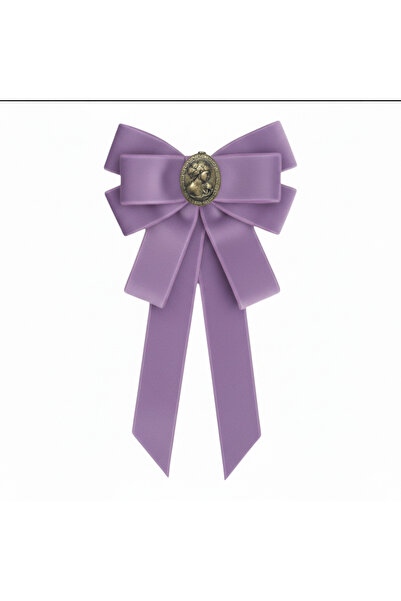 LO ADORO Mor Lila Kadife Yaka Broş Kadın Kravat Papyon Hediyelik Elbise Ceket...