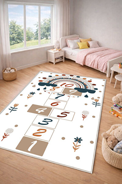 STY Home Seksek Çocuk Oyun Halısı Kaymaz Makinede Yıkanabilir Eğitici Bebek V...