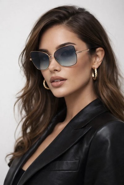 Bruno Mazzini Women's Cat Eye Sunglasses Uv400 Metal Frame Stylish Design