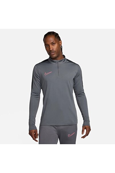 Nike قميص رياضي رجالي رمادي اللون من Dri-Fit بسحاب نصفي