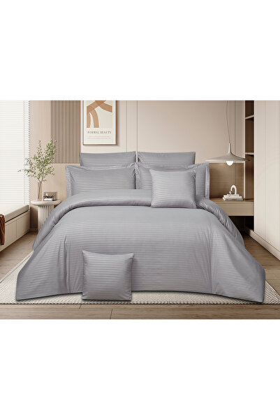 ShinyFlower Hotel-Style Striped Comforter Set , Size 220×240cm 8Pcs ,Duvet Co...