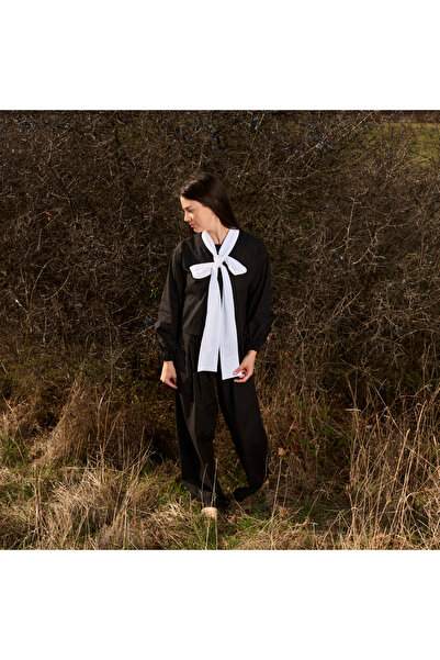 Nuvola slow fashion Cotton blouse with bow on the front