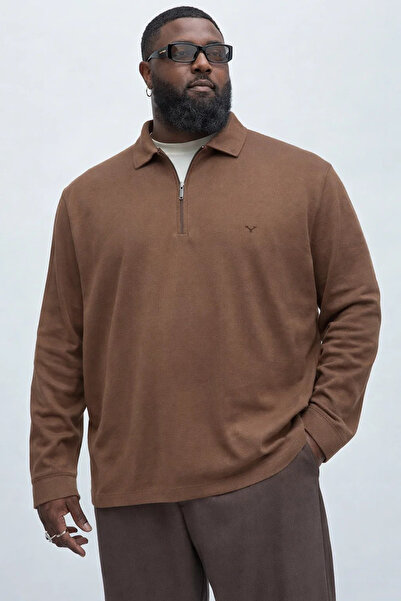 Maccali Чоловічий сезонний великий розмір кавовий трикотажний світшот