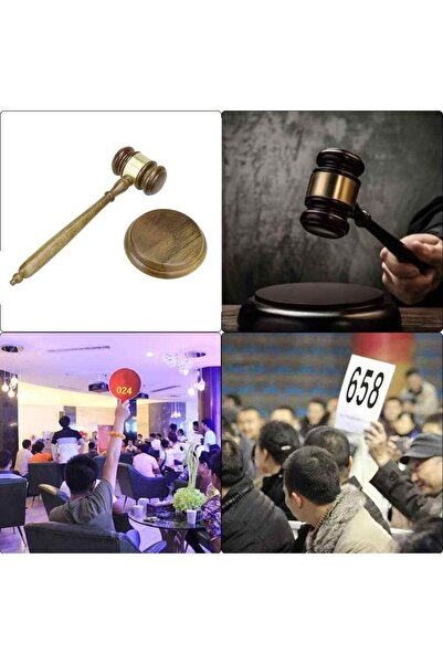 direkstoktan Ahşap Hakim Tokmağı Seti /Metal Kenar Süslemeli / Müzayede Avuka...