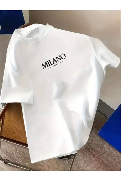 FUFLUNS TRIOC OVERSIZE CU Gâtul Rotund, Imprimat MILANO ITALIA