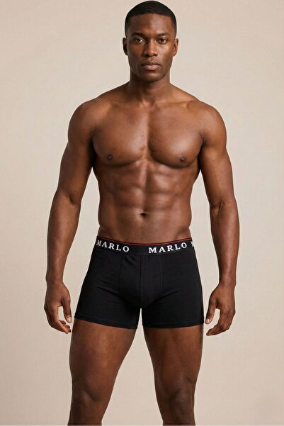 marlo Bumbac elastic cu boxeri curele pentru bărbați, premium, negru, materia...