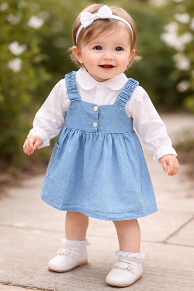 bebekstra Kız Bebek Gömlek Kot Jile Takım