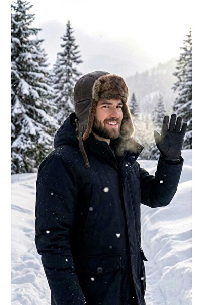LAGRANZE Men's Luxury Fur-Lined Winter Hat with Headphones