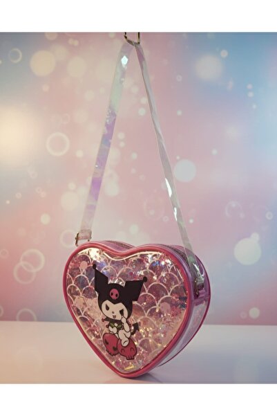Takıcım Pırıltı Kuromi Sulu Pullu Kalpli Çocuk Çantası