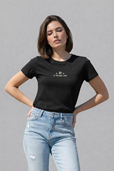 SİSTERS2HC Γυναικείο μπλουζάκι με στρογγυλή λαιμόκοψη, με στρας και γράμματα,...