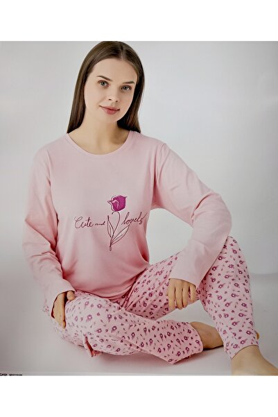 Sude Women's Pink Modal Long Sleeve Pajama Set