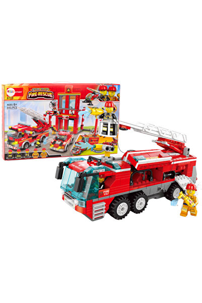 LEAN Set blocuri constructie pompieri statie baza masina elicopter 845 piese