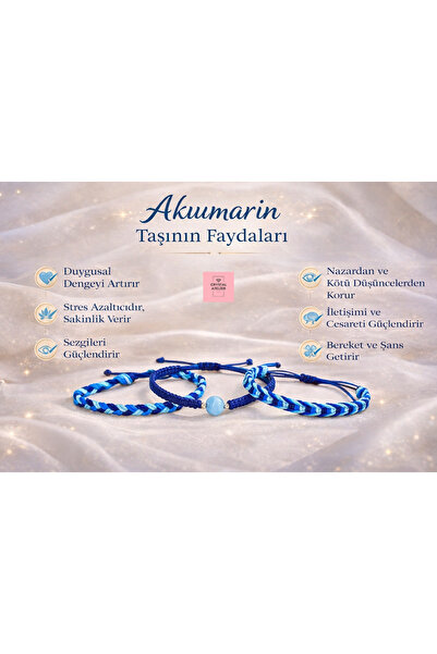 Crystal Atelier Certified Natural Aquamarine Stone Macrame Bracelet - Handmad...