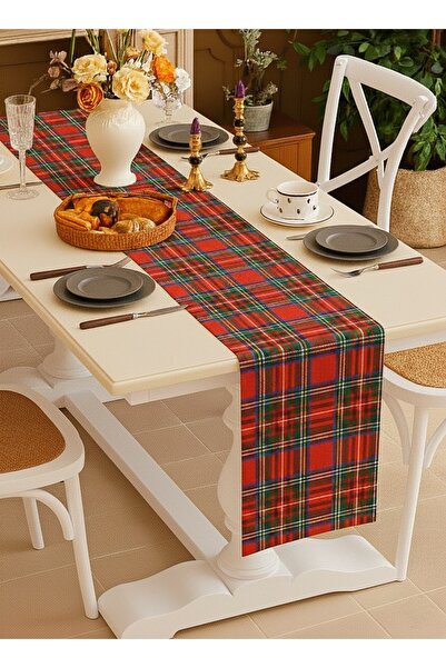 MiniStand Scottish Plaid Pattern Runner Tablecloth Thin Fabric Stylish Decora...