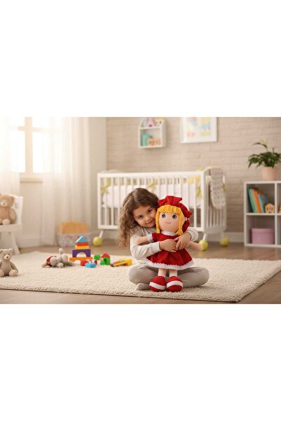 Renkli Düşler Atölyesi Mira Peluş Kırmızı Bez Bebek 70 cm/ Oyun Arkadaşı/ Oyu...