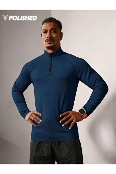 Machetta Men's Half Zipper Long Sleeve Fitness Gym Sportsman Bodysuit