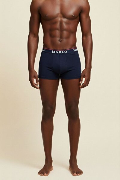 marlo Albastru bleumarin Premium pentru bărbați boxeri Bumbac elastic cu cent...