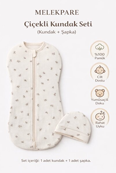 Melekpare %100 Pamuklu Fermuarlı Bebek Kundak Yeni Doğan