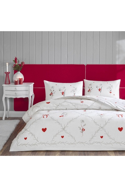 Taç Amoura Glowlu Ranforce Double Duvet Cover Set Red