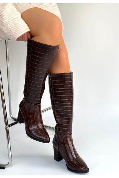 Zerenyus Morena Premium guske od lakirane kože sa uzorkom, tamno smeđe, sa du...