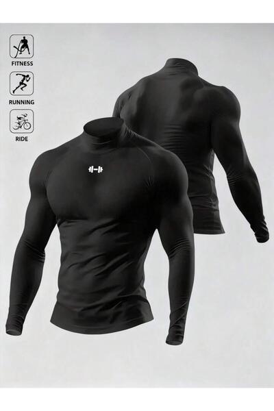 Machetta Men's Dumbbell Printed Long Sleeve Fitness Gym Athlete Body