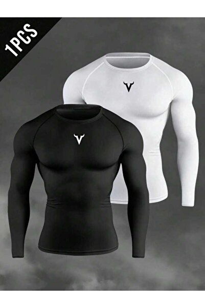 Machetta Чоловічий чорно-білий боксерський принт з довгими рукавами для фітне...