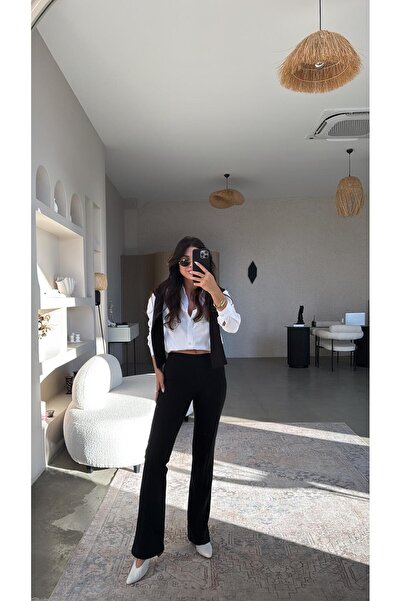 Buket Teke Zr Mid Rise Flare Fabric Pants