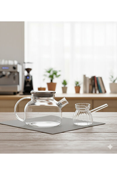 AENLINE HOME طقم إبريق شاي زجاجي مقاوم للحرارة وإبريق قهوة زجاجي |   طقم شاي ...