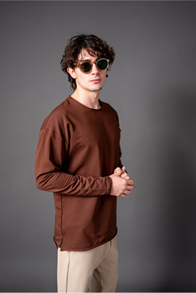 Bisiklet yaka uzun kollu basic sweatshırt