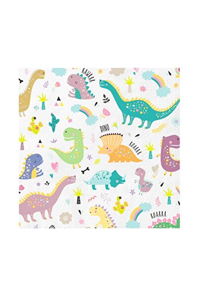 PartyPal Set of 10 dinosaur napkins 33x33 cm