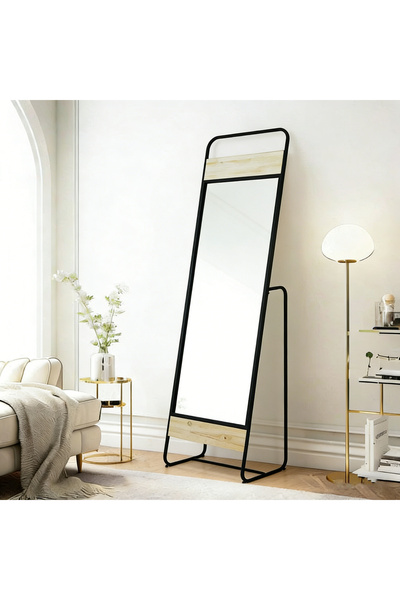 Bleco مرآة منزلية بطول كامل، مرآة أرضية قائمة بذاتها، مناسبة لغرفة النوم أو غ...