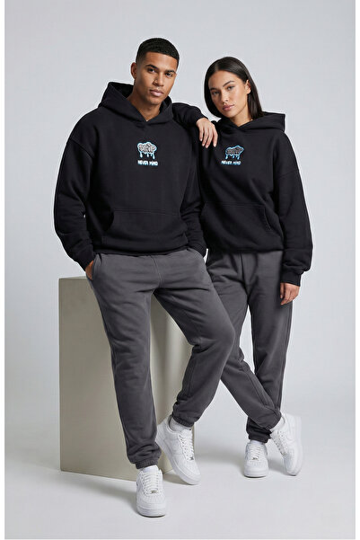 NEVERMIND Unisex Dear Couple Combination Oversized Back Printed Graphic Hoodie