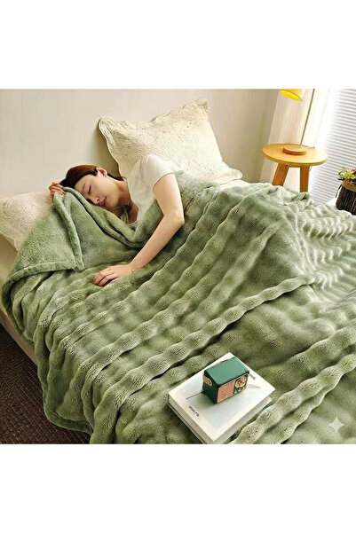 Truva Home Double Bed Blanket – Faux Rabbit Fur, 200x230 cm, Ultra Soft