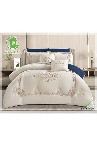 ROSHNA King size summer double bed sheet set, full filling, 8 pieces, comfort...