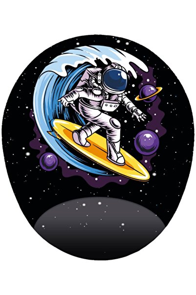 HobiShop Astronaut surfa u svemiru - Ovalna podloga za miša sa podrškom za zglob