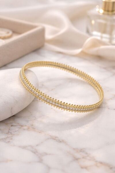 shesra Çelik halkalı mini taşlı kelepçe