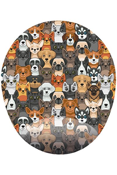 HobiShop Köpekler Şirin Kafalar Köpek Görselli - Bilek Destekli Oval - Köpekl...
